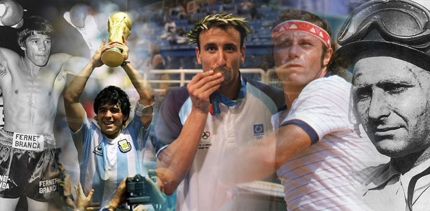 Monzón, Maradona, Ginóbili, Vilas y Fangio se encuentran en las mayores leyendas del deporte argentino. Foto: La Nación.
